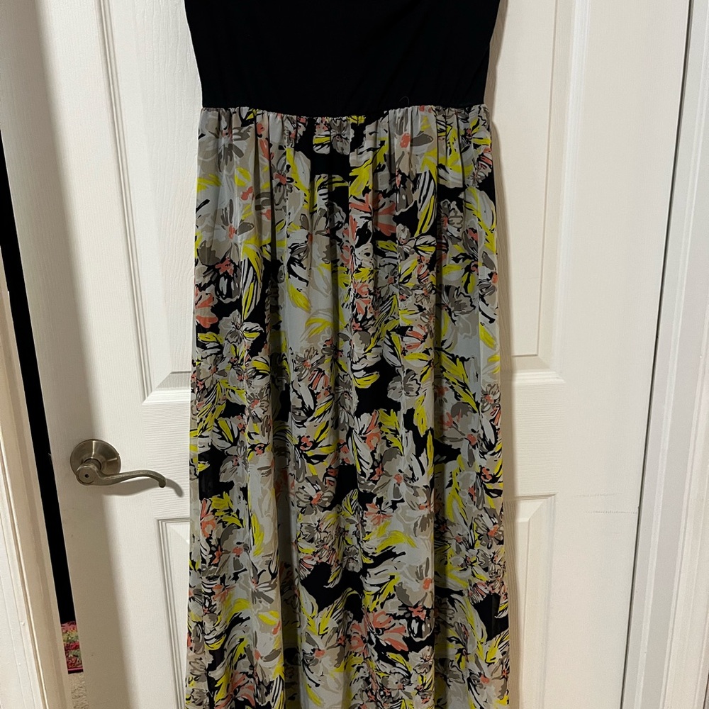 Xhilaration Navy blue and floral lined maxi dress  - large -